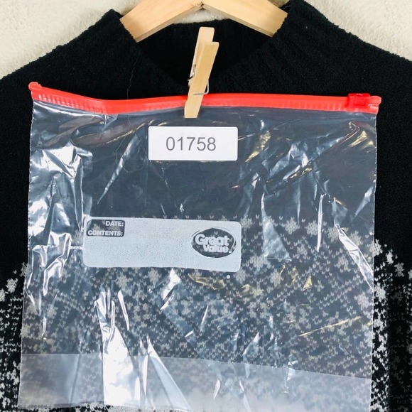 Glory USA Sweater Black White Fairisle Mock Neck Pullover Cropped Size Small - Picture 14 of 14